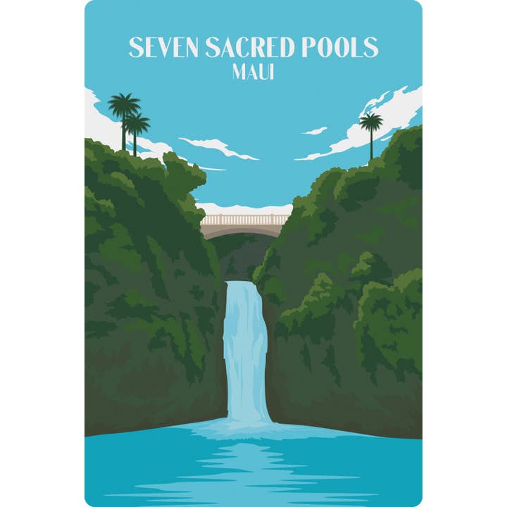 Seven Sacred Pools Maui Wood Postcard for wholesale by WHIRLED PLANET