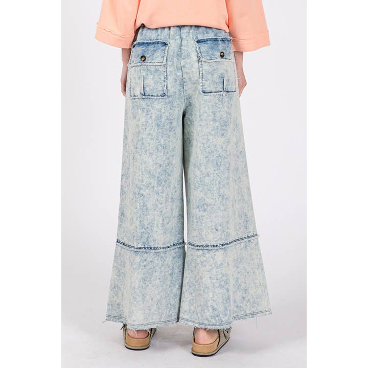 Sage + Fig - Wholesale Pants - Women's - MINERAL WASHED DENIM PANTS (SP7577)