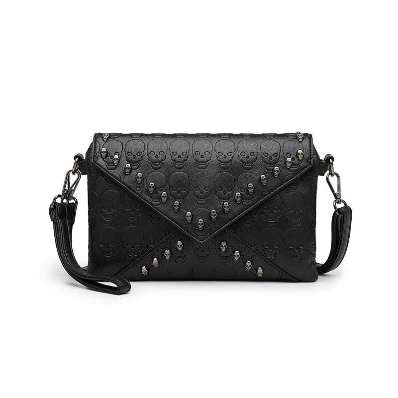 Black Embossed Skull Shoulder Bag for wholesale on Faire0