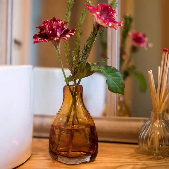 Rustic Reach - Wholesale Vase - Amber Handblown Glass Bottle2