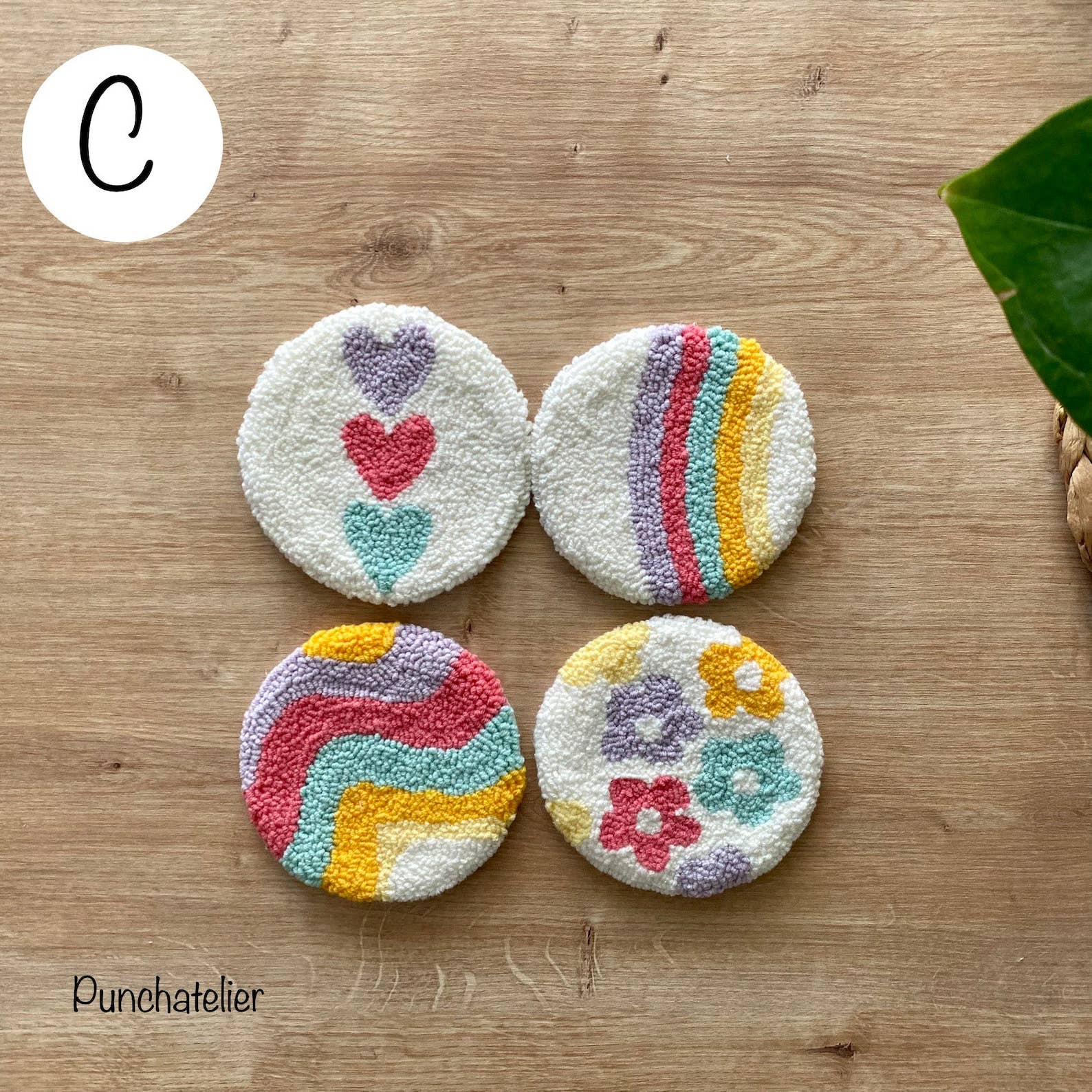 PunchAtelier - Wholesale Embroidery/Cross Stitch Supplies - Dıy Punch Needle Coaster Kit 4 pcs2