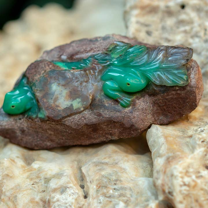 Chrysopras FROSCH Statuen Figur III für den Großhandel von Asian Ethnic Art