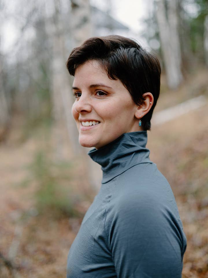 Slate Merino Wool Isostatic T-Neck Top for wholesale on Faire10