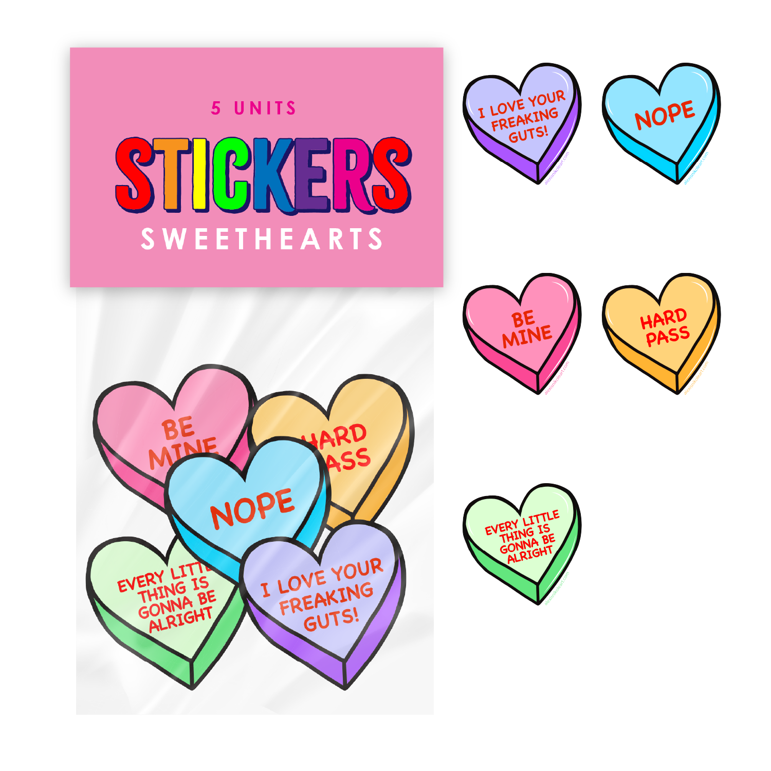 Alexis Nikole - Wholesale Sticker - Valentines Mean Sweethearts Sticker Pack1