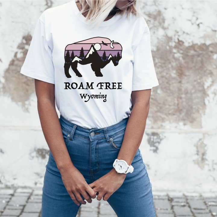 Roam Free Bison T-Shirt * customizable* free name drops for wholesale by This Joyful Home