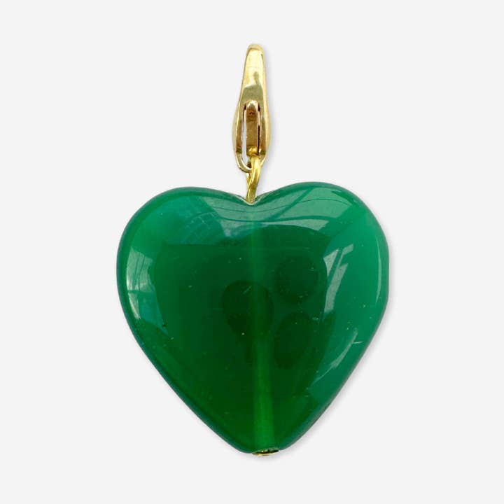 Vintage grön jade puffy hjärthänge för wholesale av Lulu’s Petals