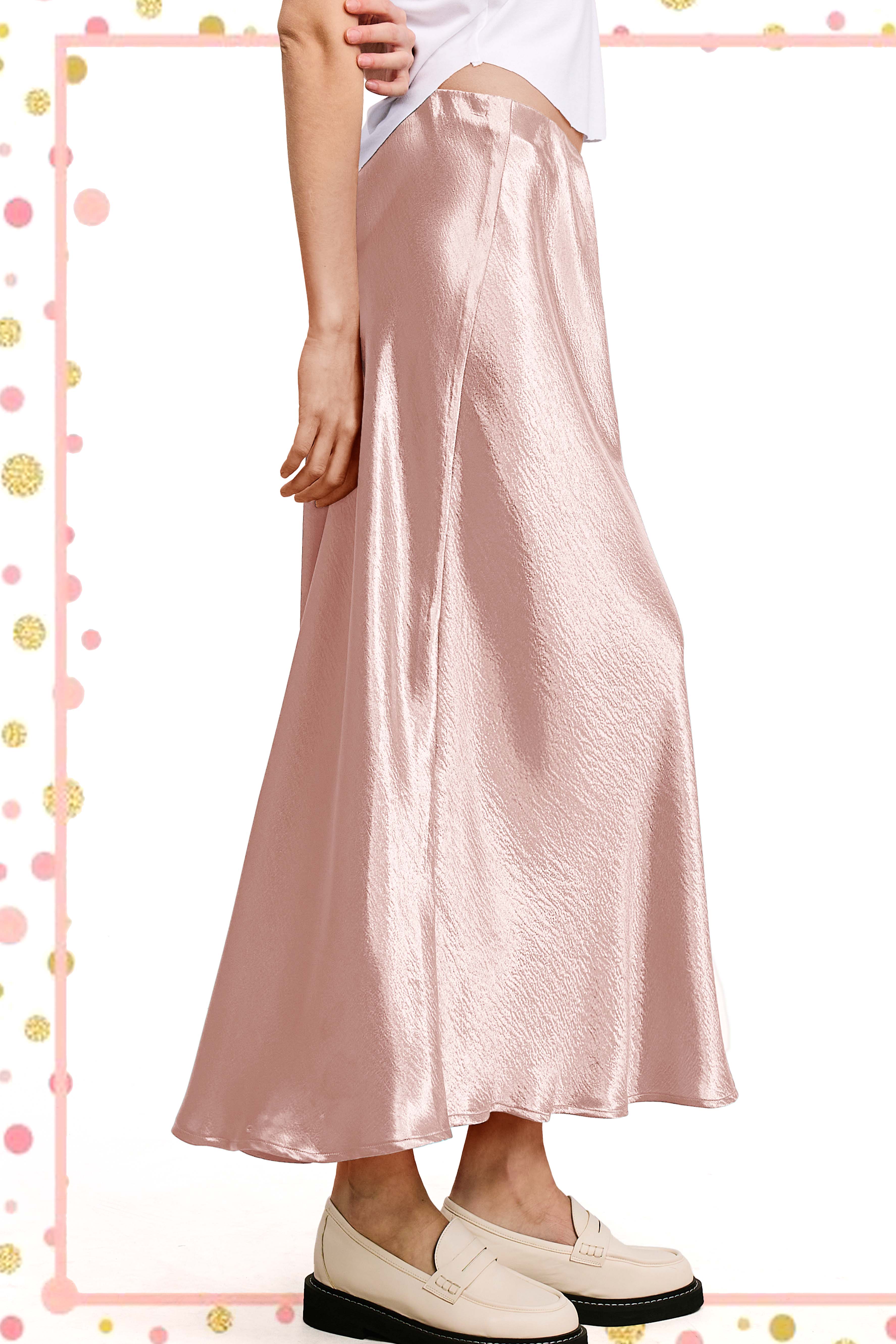 La Miel - Wholesale Skirt - Women's - JDP4232-Dressy Satin Long Panel Silhouette Skirt11