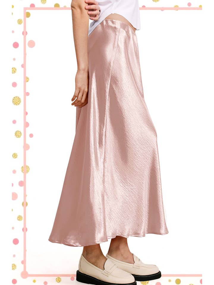 La Miel - Wholesale Skirt - Women's - JDP4232-Dressy Satin Long Panel Silhouette Skirt11