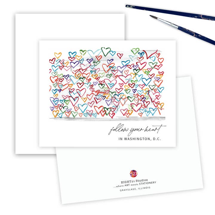 Washington, D.C. Follow Your Heart Folded Greeting Card for wholesale by Eight21 Studios + Unique Greeting Cards, Art and Stationery