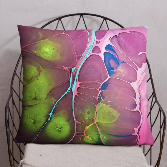 Acid green on pink for wholesale by KALEIDO MARBLING ART