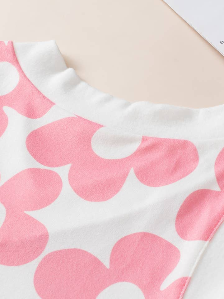 Pink Andi Flower Knitted V Neck Tank Top for wholesale on Faire