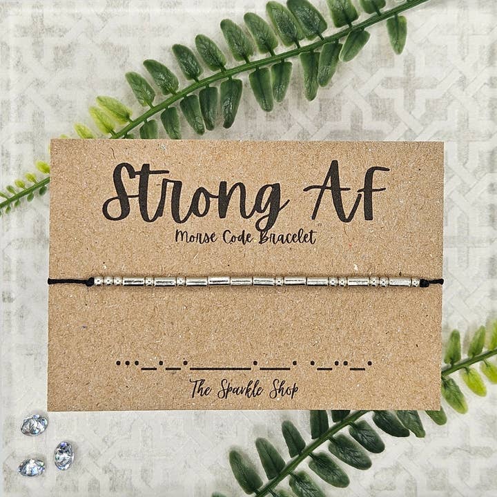 The Sparkle Shop - Wholesale Beaded Bracelet - Handmade Morse Code Bracelet - Strong AF
