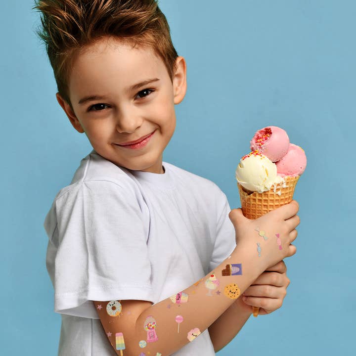 Flash Tattoos - Vendita all'ingrosso Tatuaggio temporaneo - Bambini - Pacchetto tatuaggi temporanei metallici per bambini SUGAR RUSH