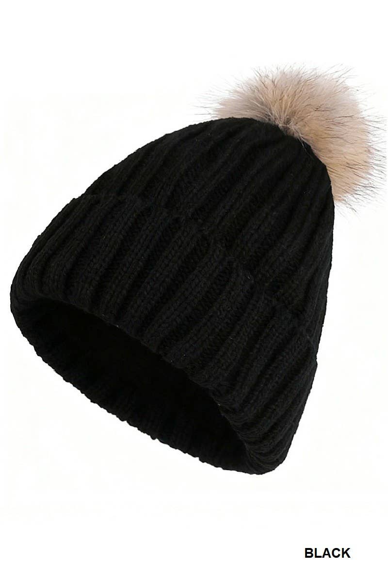 Vanilla Monkey - Wholesale Beanie - Women's - Ribbed Knitted Pom Pom Beanie3