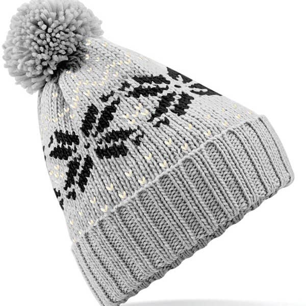 Logo Free Clothing – wholesale Beanie – Unisex – Beechfield Fair Isle Snowstar® Beanie | Unisex | Pom-Pom | Cuffed | 7 Colours | One Size7