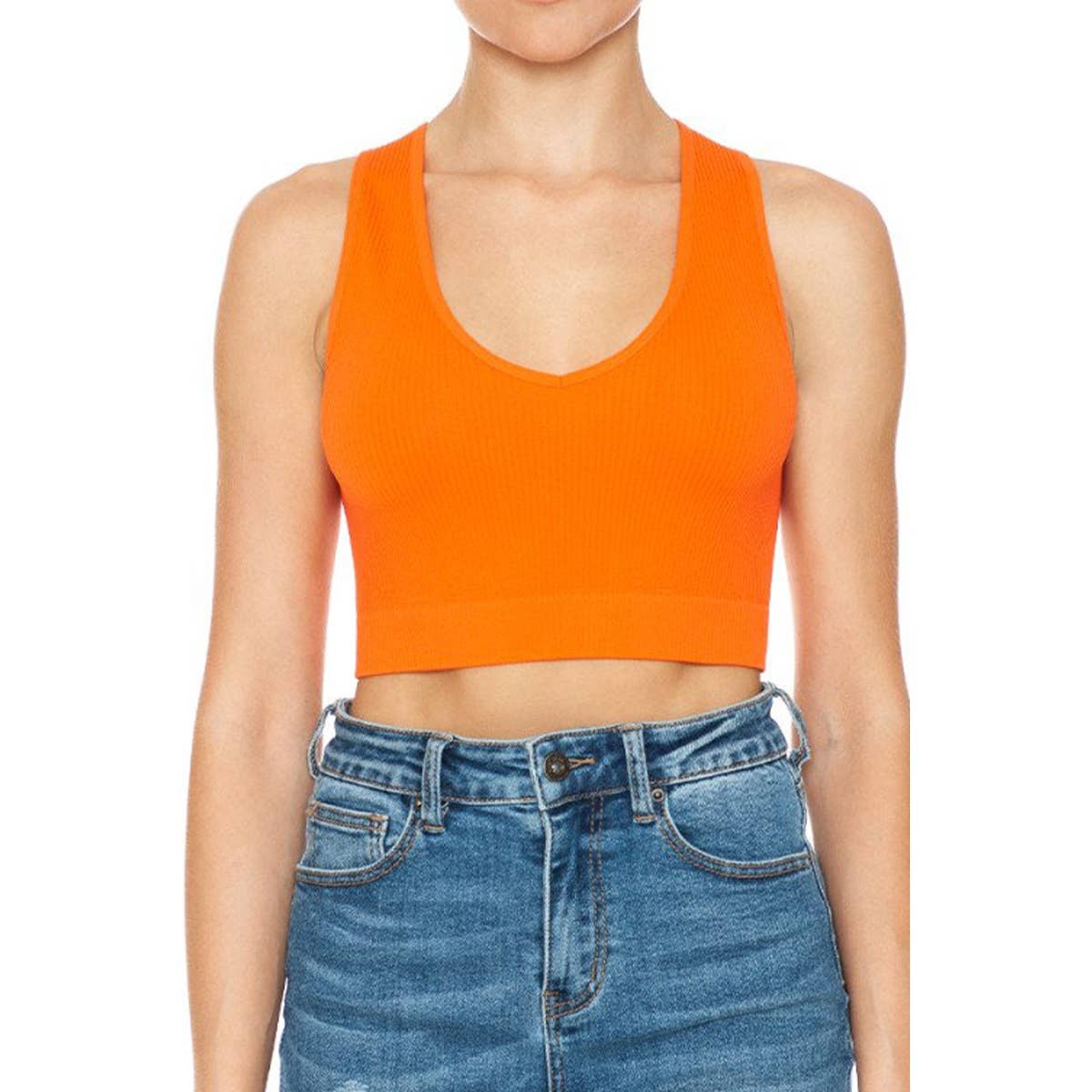 Timeless – wholesale Tank top – Women′s – Deep V Neck Ribbed Seamless Crop Tank Top7