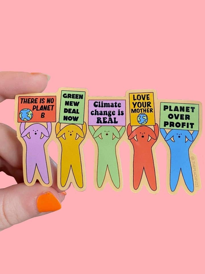 Go Green Puppy Protest Sticker for wholesale by The Peach Fuzz