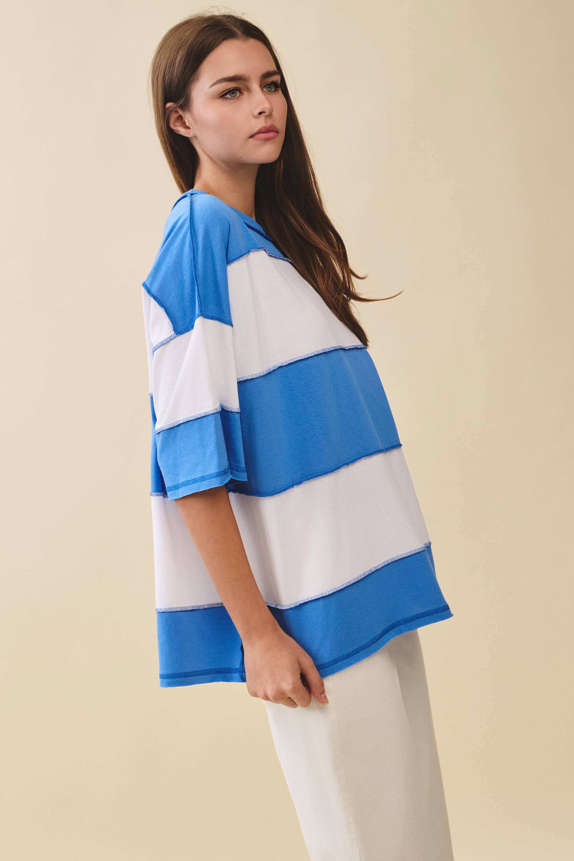 AEMI + CO - Wholesale Knit Top - Women's - 8417FN Polly Color Block Top68