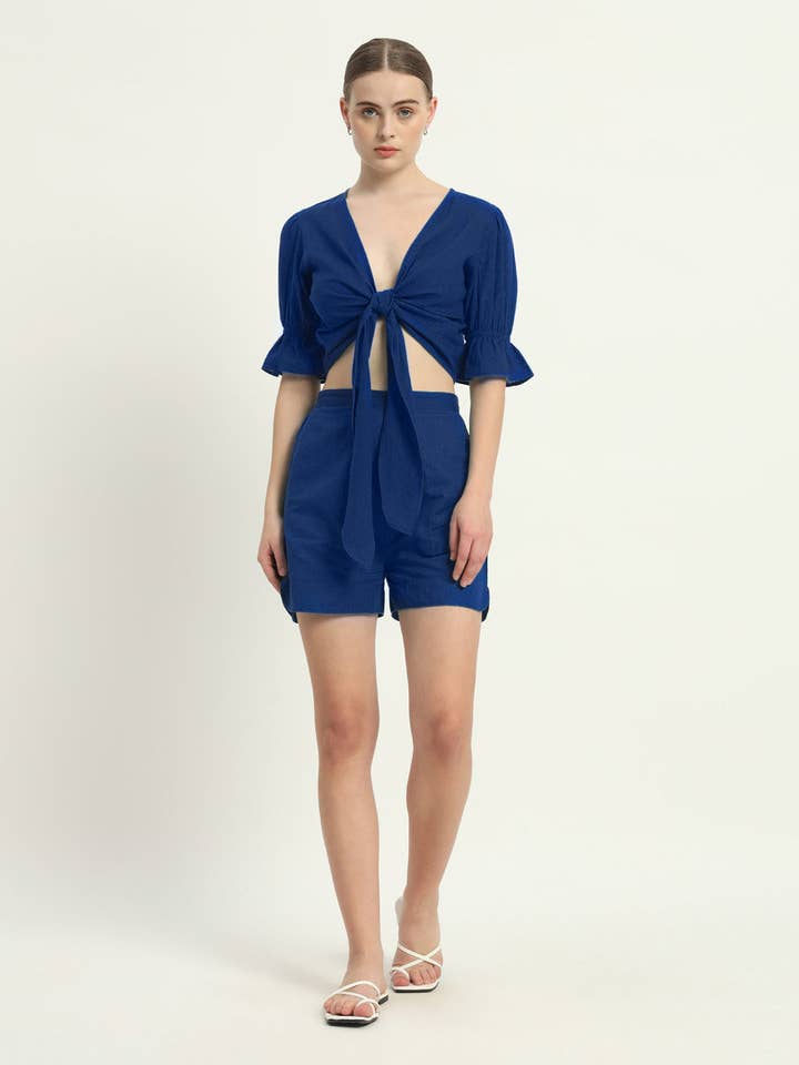 Conjunto Coordinado de Shorts Bohemian Bliss Cobalto para venta al por mayor de Thevasa