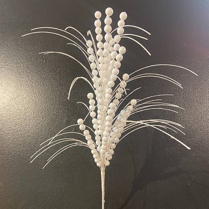 David Christopher's Collection - Wholesale Christmas Decoration - Glittery Grass Ball Spray 26" - White