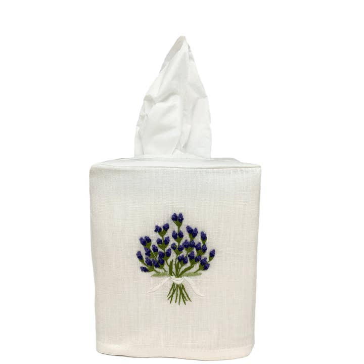 Gordonsbury - Wholesale Tissue Box - Linen Tissue Box Cover Lavender White