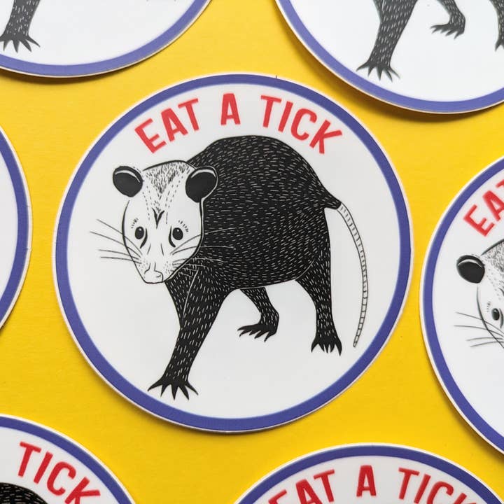 Natalie V. Mason - Wholesale Sticker - Sticker - "Eat a Tick" Opossum - Possum sticker