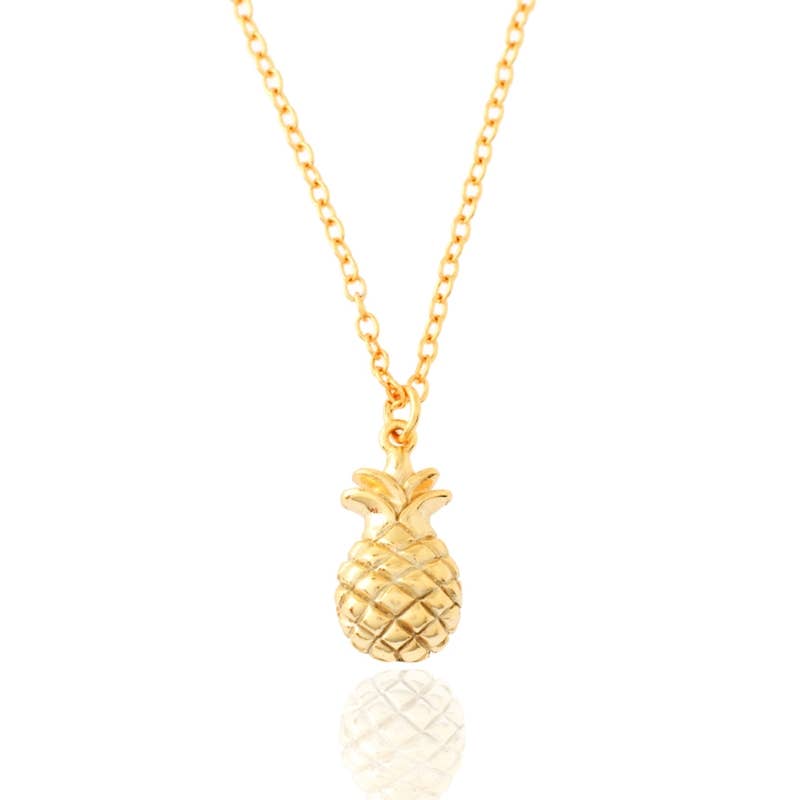 Buganto – Großhandel Kette mit Anhänger/Charm – Silberkette - Ananas - vergoldetes Silber0