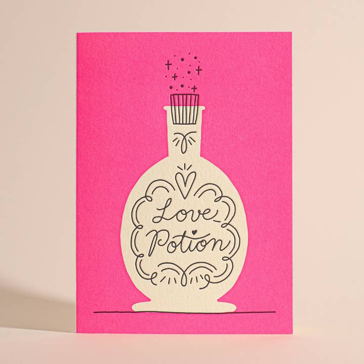 Biglietto di Auguri Stampa Tipografica Pozione d'Amore per la vendita all'ingrosso da parte di Half Pint Studio