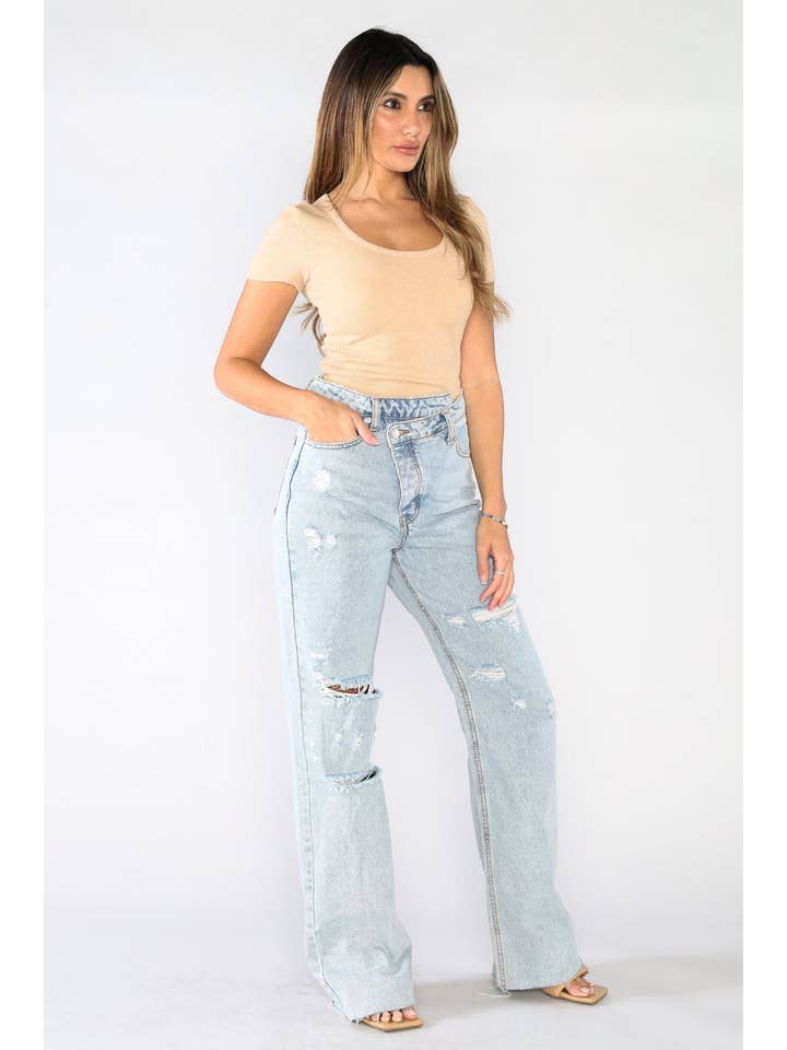 Makers of Dreams - Wholesale T-Shirt - Women's - Rib Scoop Neck Short Sleeve Baby Tee (Nude)3