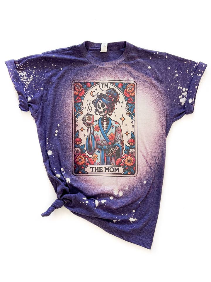 Wandering Owl Designs - Wholesale Screen Printed T-Shirt - Women's - The Mom Tarot Bleached Shirt Mother's Day Tee