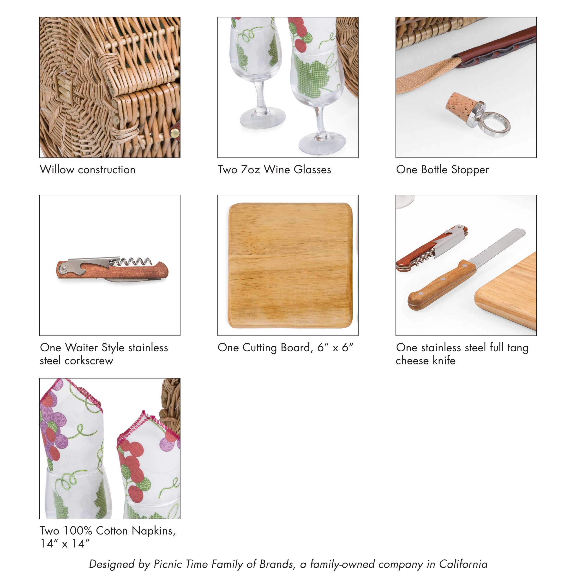 Pine Green Verona Wine & Cheese Picnic Basket (Pine Green) for wholesale on Faire3