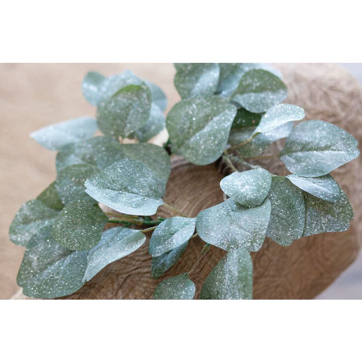 Saybrook Lane - Wholesale Candle Holder - Frosted Dollar Eucalyptus Leaf Candle Ring, 3.5"2