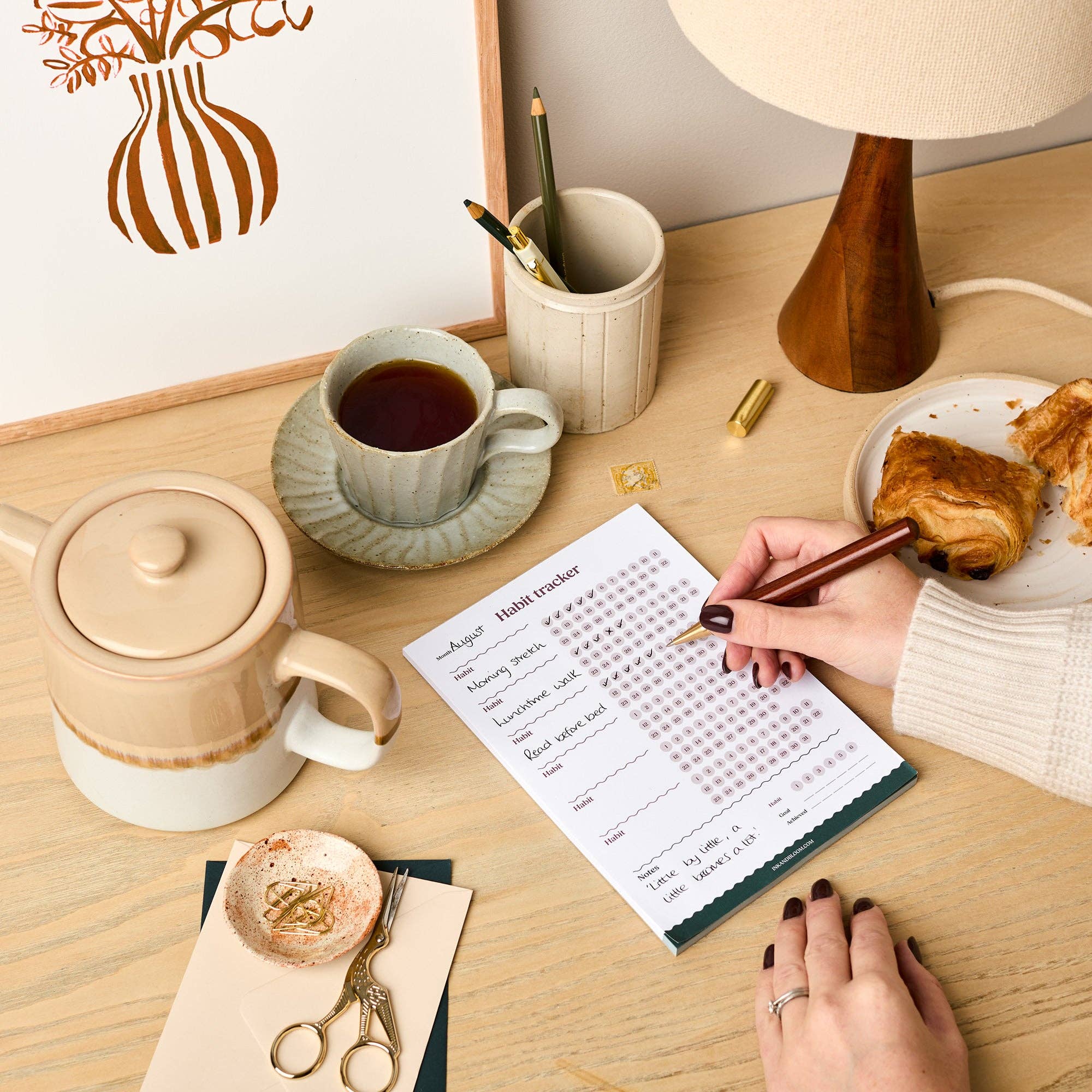 Ink & Bloom - Wholesale Planner - Daily Habit Tracker Notepad | Month Goal Planner | Wellness4