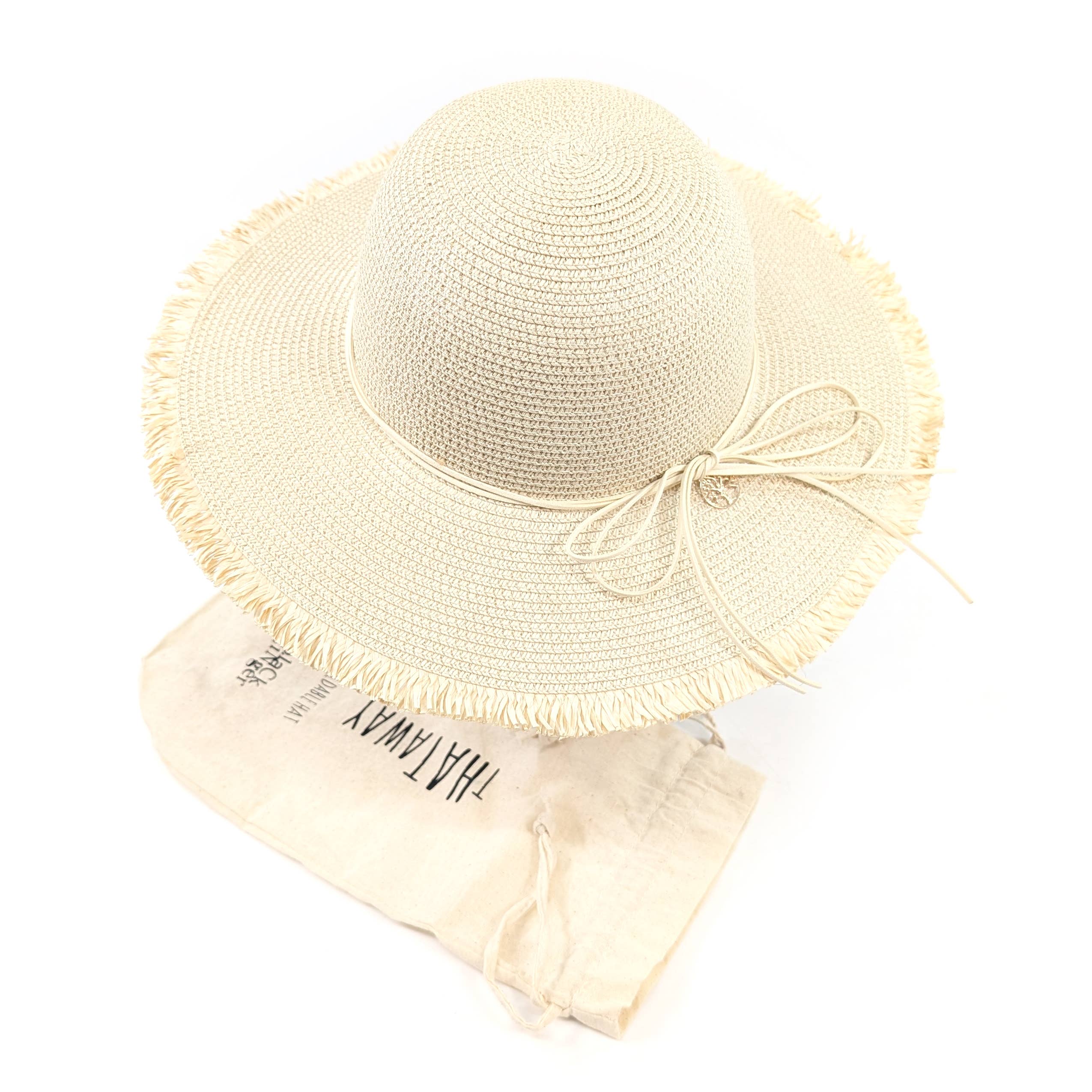 Black Ginger - Wholesale Straw Hat - Women's - Tree of Life Wide Brim Foldable Hat (57cm) - Natural4