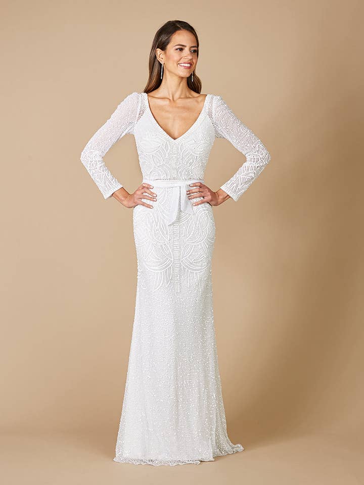 Lara Grant Long Sleeve Beaded Wedding Dress for wholesale by Lara New York