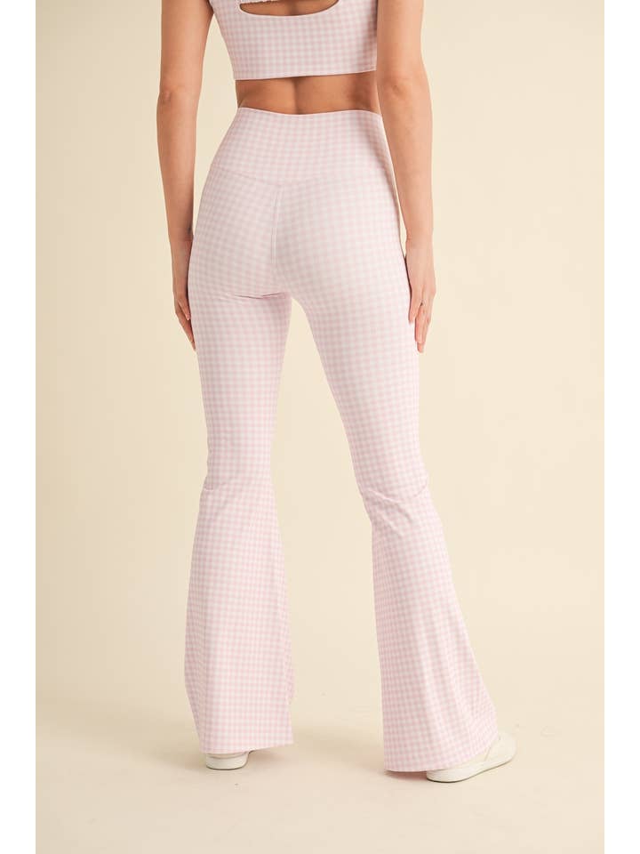 KIMBERLY C – Engroshandel Sports-/loungeleggings – til kvinder – Gingham Print Højtaljede Crossover Flare Leggings47