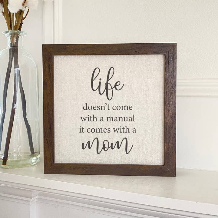 Indigo Tangerine - Wholesale Wall Sign - Life Manual Mom - Mother's Day Framed Sign