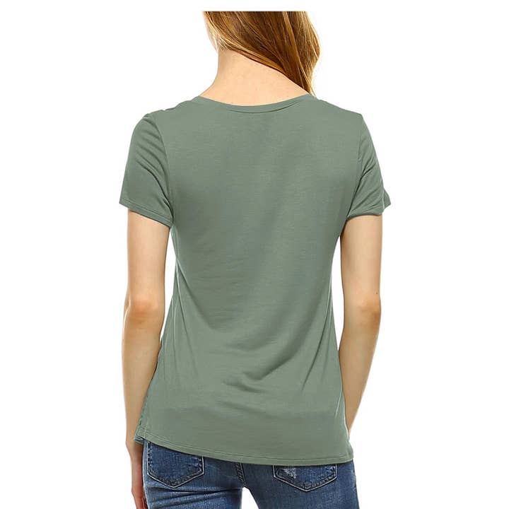 JHP Collection - Wholesale Shirt - Women's - WOMENS CASUAL SOLID V NECK SHORT SLEEVE T SHIRT16