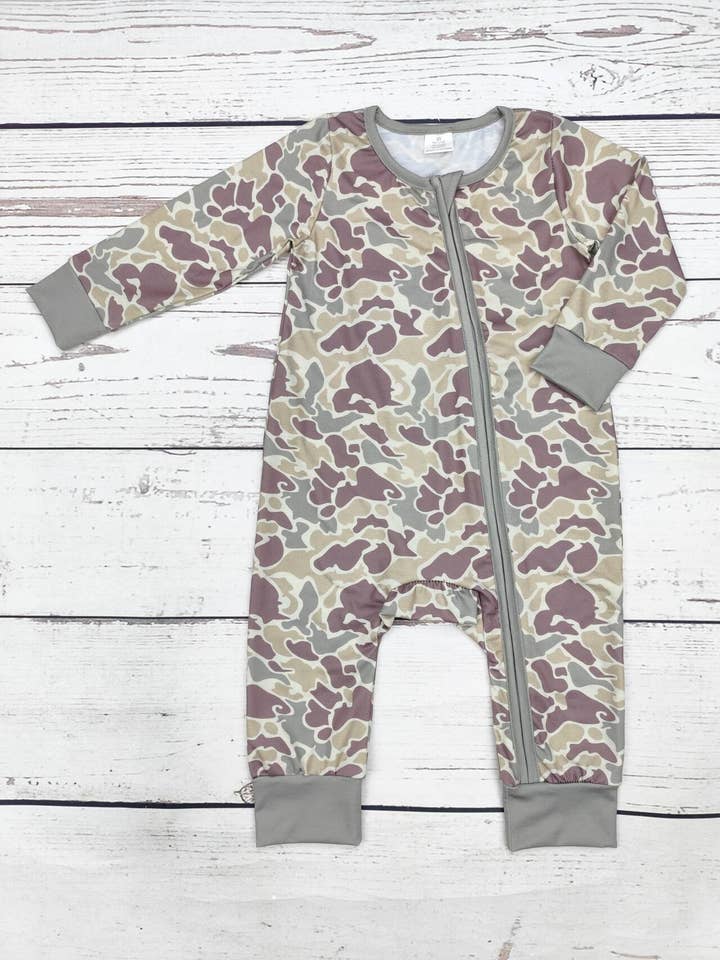sassy kids palace - Wholesale Sleepsuit - Baby - Baby Camouflage Print Zip Sleeper