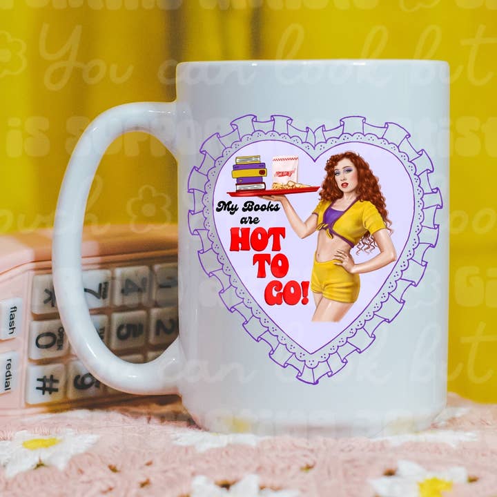 My Books are Hot To Go Bookish Coffee Mug for wholesale by Ace the Pitmatian Co