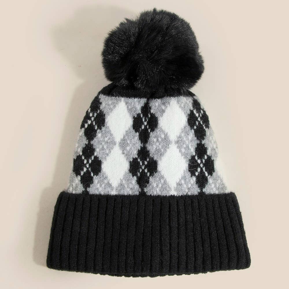 Anarchy Street - Venta al por mayor Gorro de lana - Mujer - Gorro de Punto con Pompones de Argyle4
