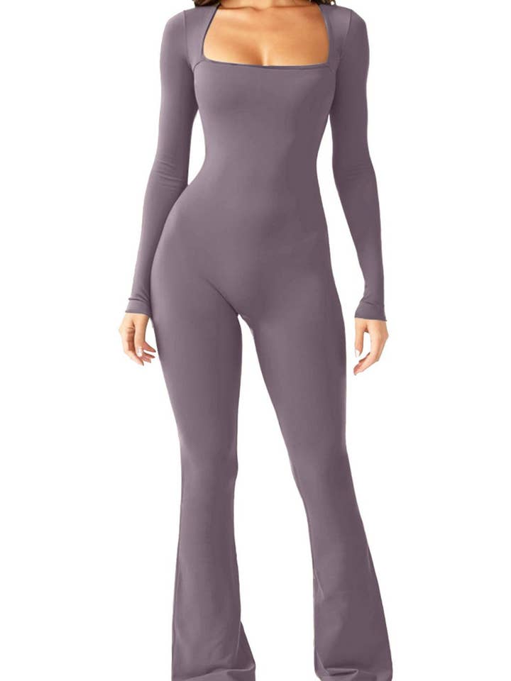 Lily Clothing - Wholesale Jumpsuit - Women's - Lift hip square neck wide leg high jump jumpsuit3