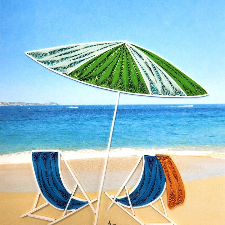 Iconic Quilling - Wholesale Everyday Greeting Card - #718 Beach Chairs