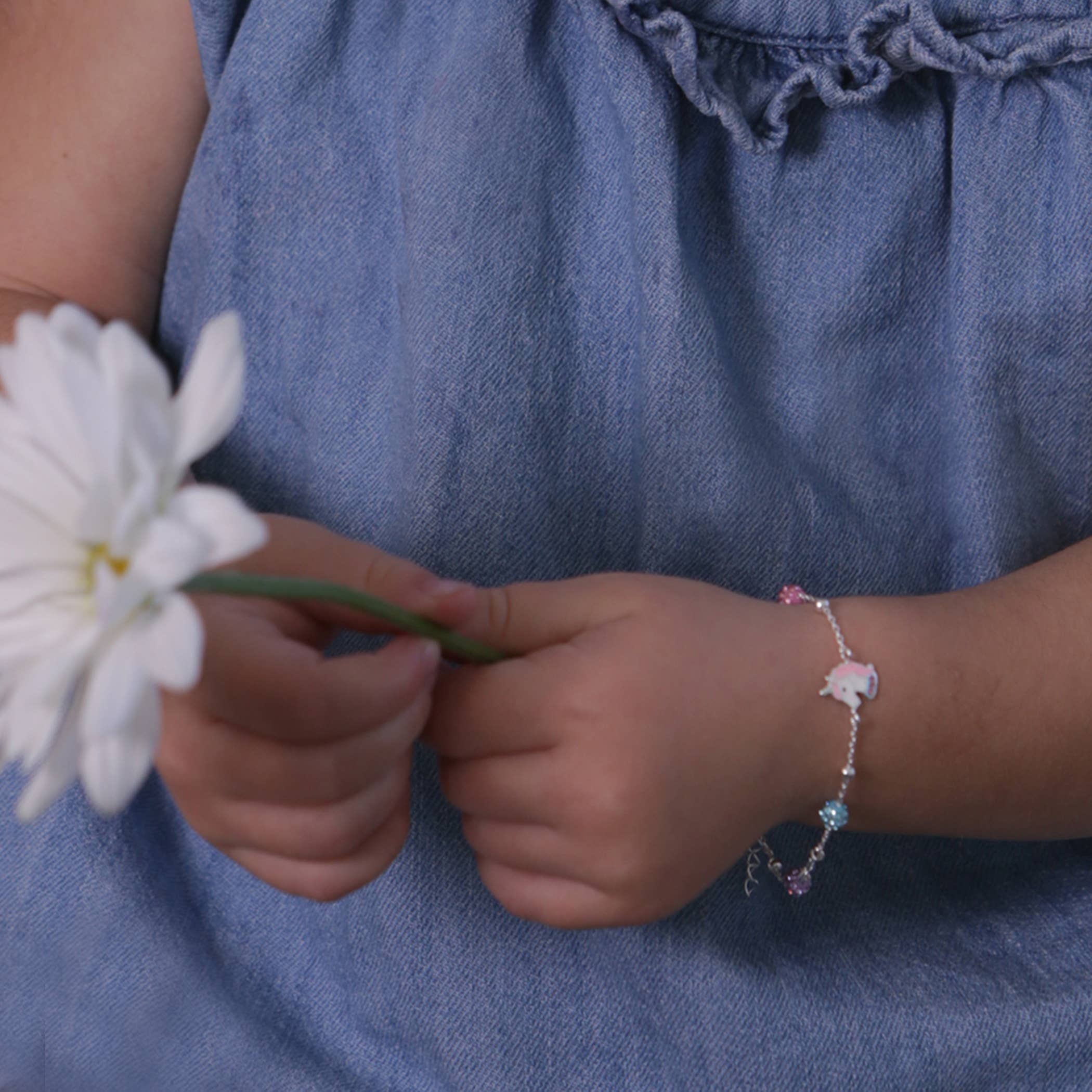 Cherished Moments - Venta al por mayor Pulseras de abalorios/colgantes - Pulsera de unicornio arcoíris de plata de ley para niños (Stardust)3