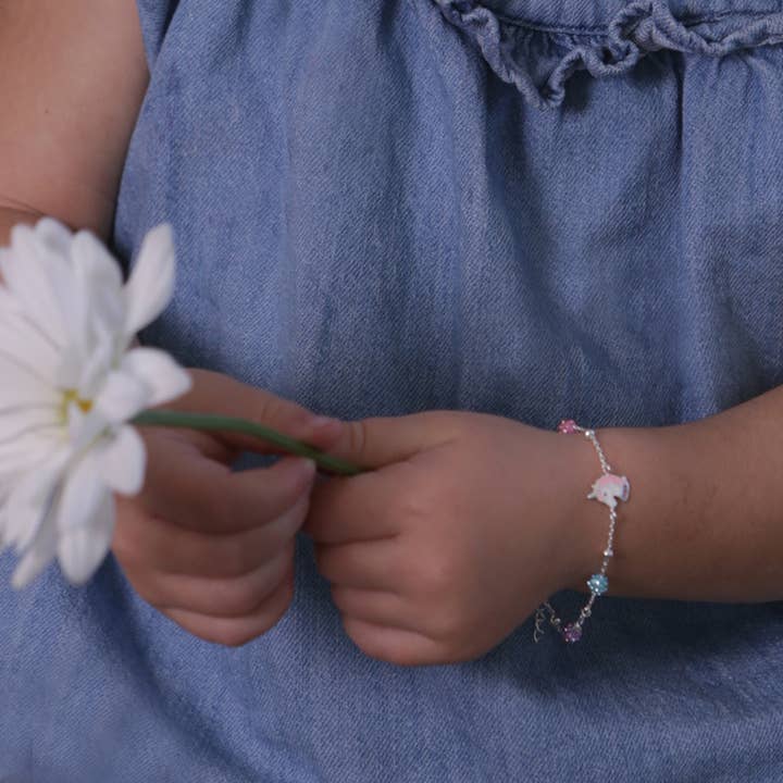 Cherished Moments – wholesale Charm/dangle bracelet – Sterling Silver Rainbow Unicorn Bracelet for Kids (Stardust)3