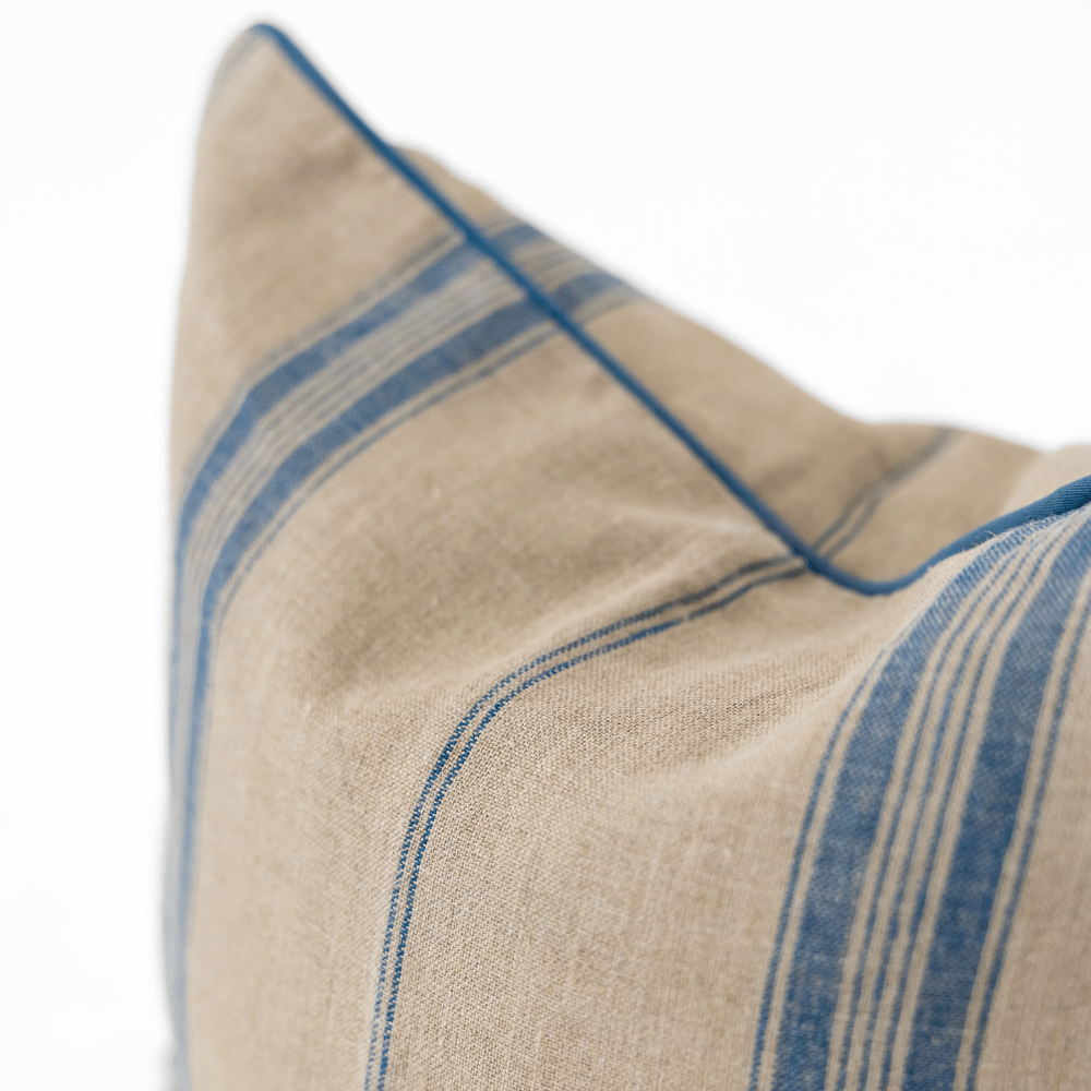 BHD HOME - Wholesale Chair cushion - Linen Piped Striped Blue Lounge Cushion 55 x 55cm6