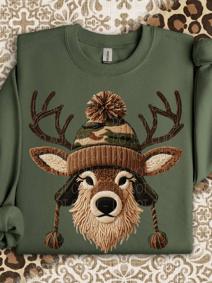 Kindred Flame Outfitters - Wholesale Graphic Sweatshirt - Unisex - Deer Faux yarn Graphic Apparel