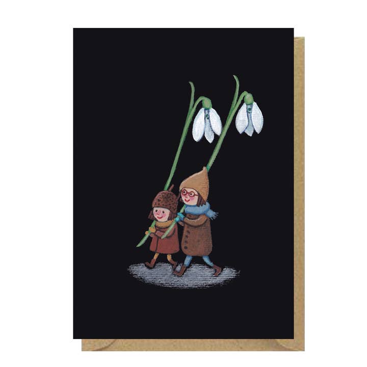 Juliet Thomas Doodles - Wholesale Everyday Greeting Card - Picking Snowdrops A6 Greetings card1
