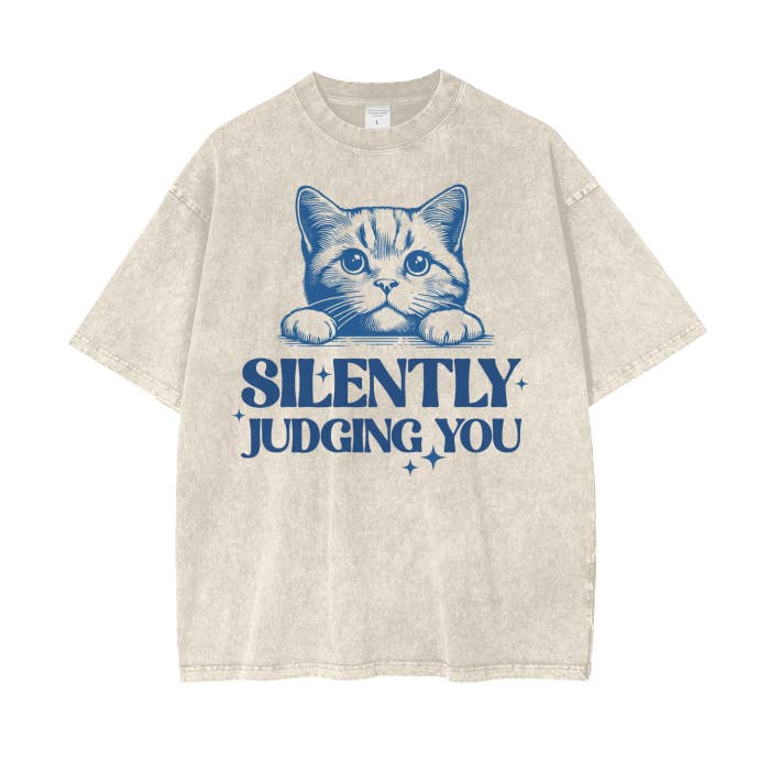 Funny Silently Judging You Cat Shirt - overdimensioneret dyreskjorte for engroshandel hos Colorfulmamas