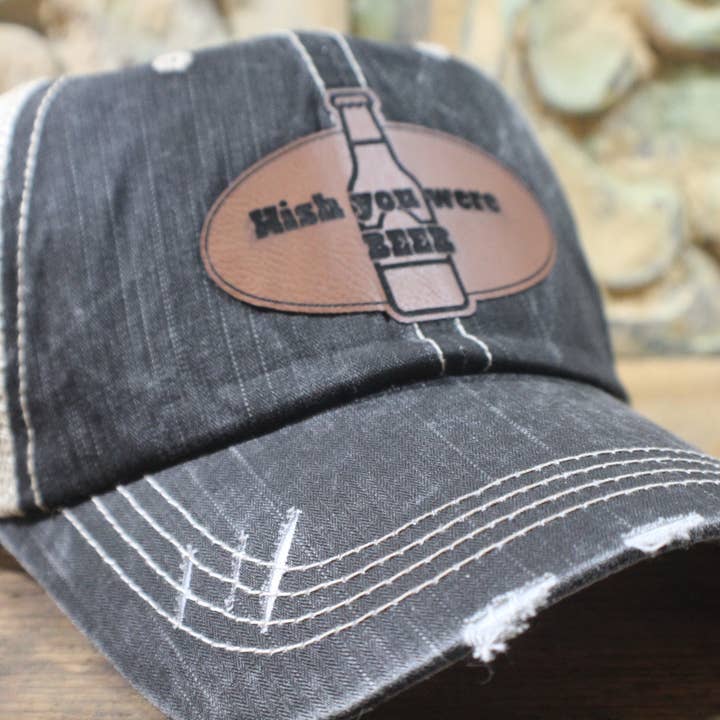 Vorrei che tu fossi birra - Patch in pelle // Cappello da camionista per la vendita all'ingrosso da parte di Raven Design